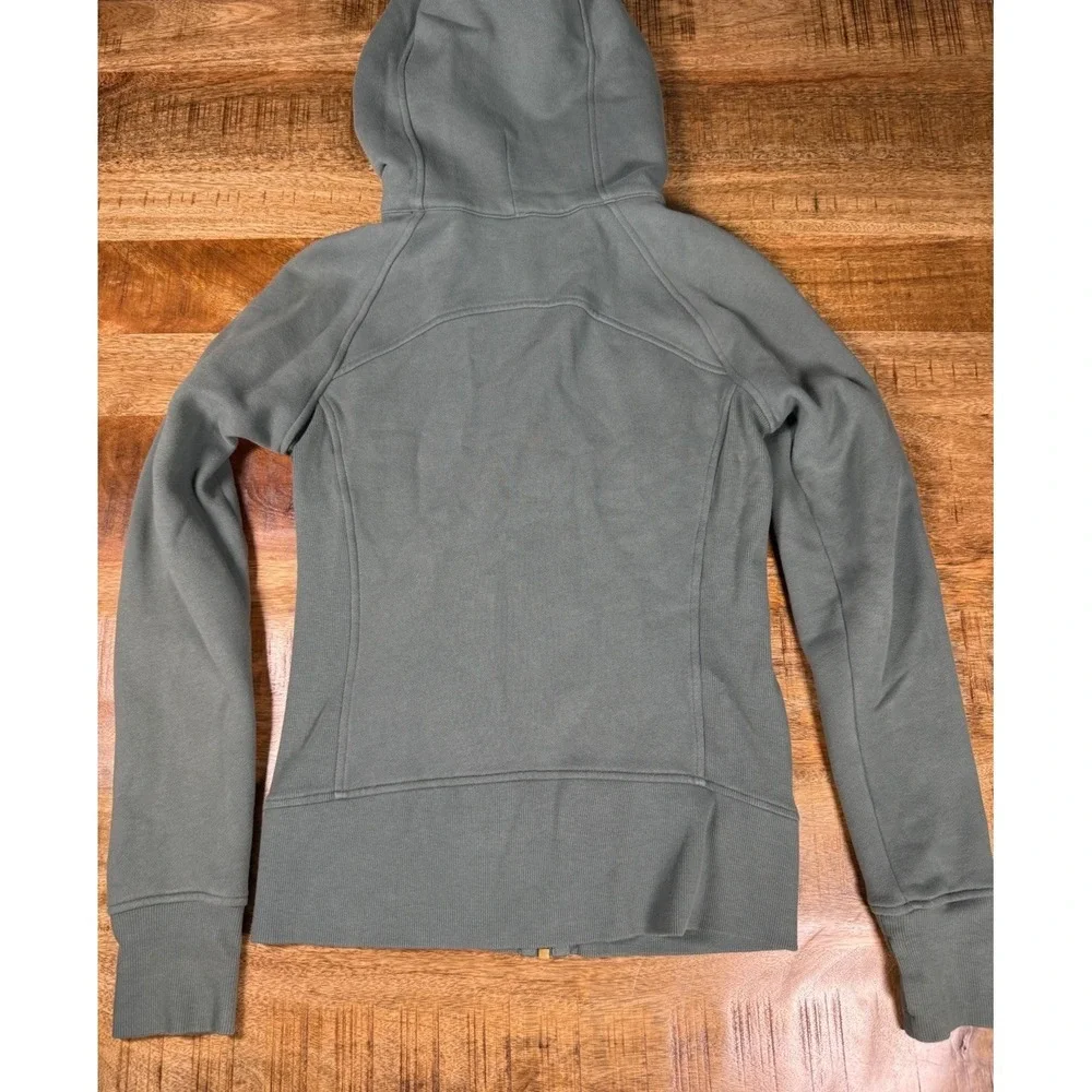 Lululemon‎ Scuba Hoodie Womens Small Size 4 Green Gold Zip Full Zip Sweatshirt